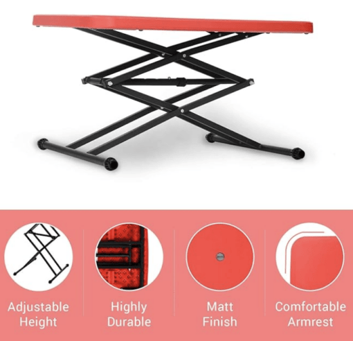 Supreme Scissor Height-Adjustable Multi-Purpose Plastic Table for Work from Home, Study, Dining & Outdoor (Red, Folding table, Rectangular) - Image 3